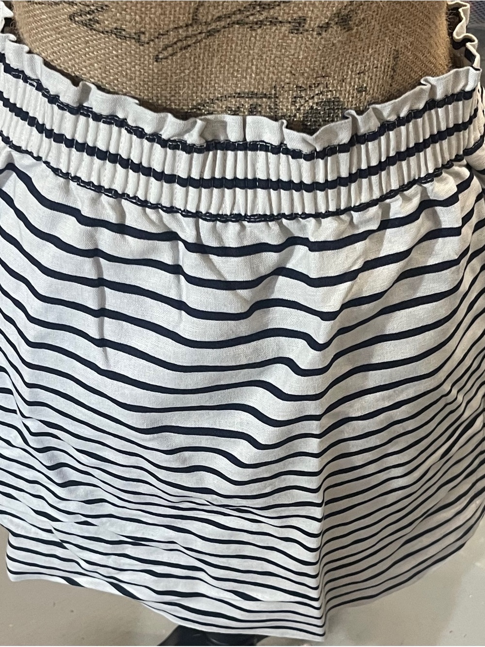 J. Crew Navy and White Striped Linen Mini Skirt